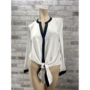 Halogen Flowy Long Bell Sleeve‎ Modern Indie Boho Tie Top Size M NWT